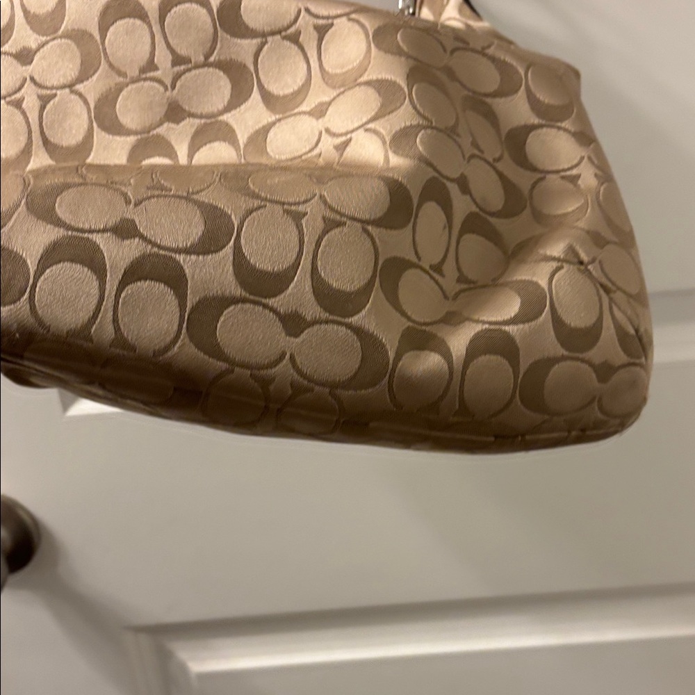Coach Beige and Dark Brown Signature Shoulder Bag - Picture 7 of 8